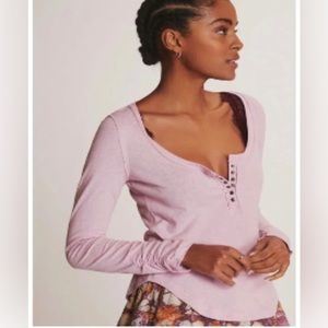 Anthropologie Lilac Pilcro Sustainable Henley. Size Large